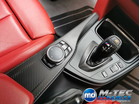 BMW F30 F31 F32 INTERIOR TRIM SET & SEAT BELT PACKAGE (COMPETITION) - DEEP TEXTURED GLOSSY CARBON (MTD-TEX)