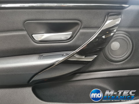 WRAPPING SERVICE - BMW F3X INTERIOR TRIM SET - DEEP TEXTURED GLOSSY CARBON (MTD-TEX) / GLOSS BLACK ACCENT & DOOR TRIMS - F30 F31 F32 F33 F36