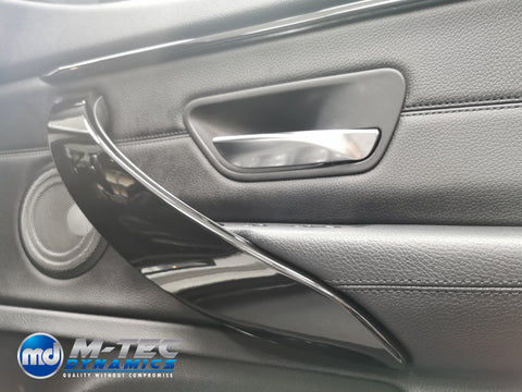 WRAPPING SERVICE - BMW F3X INTERIOR TRIM SET - DEEP TEXTURED GLOSSY CARBON (MTD-TEX) / GLOSS BLACK ACCENT & DOOR TRIMS - F30 F31 F32 F33 F36