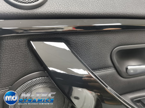WRAPPING SERVICE - BMW F3X INTERIOR TRIM SET - DEEP TEXTURED GLOSSY CARBON (MTD-TEX) / GLOSS BLACK ACCENT & DOOR TRIMS - F30 F31 F32 F33 F36
