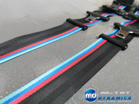 BMW 1-SERIES F20 CUSTOM WIDE STRIPE TRI-COLOUR FRONT SEAT BELT SET