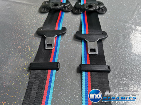 BMW 1-SERIES F20 CUSTOM WIDE STRIPE TRI-COLOUR FRONT SEAT BELT SET