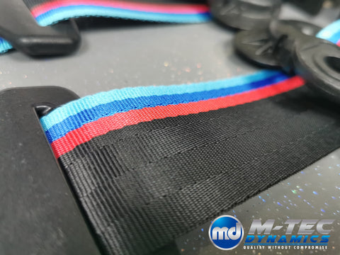 BMW 1-SERIES F20 CUSTOM WIDE STRIPE TRI-COLOUR FRONT SEAT BELT SET