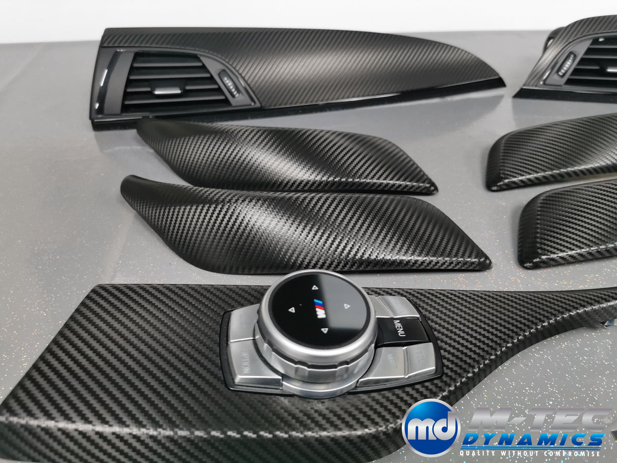WRAPPING SERVICE - BMW F2X INTERIOR TRIM SET - TEXTURED CARBON / GLOSS BLACK ACCENT - F20 F21 F22 F23