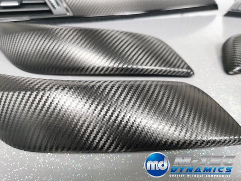 WRAPPING SERVICE - BMW F2X INTERIOR TRIM SET - DEEP TEXTURED GLOSSY CARBON / GLOSS BLACK ACCENT (MTD-TEX) - F20 F21 F22 F23