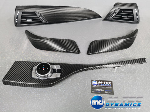 BMW F21 F22 INTERIOR TRIM SET - DEEP TEXTURED GLOSSY CARBON / GLOSS BLACK ACCENT (MTD-TEX)