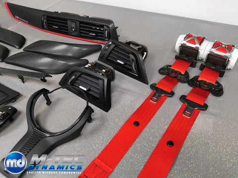 BMW F20 F21 F22 LCI-2 CUSTOM INTERIOR TRIM SET & SEAT BELT PACKAGE (RED)