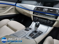 WRAPPING SERVICE - BMW F10 F11 INTERIOR TRIM SET - SILVER 4D CARBON / BLUE ACCENT