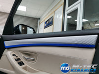 WRAPPING SERVICE - BMW F10 F11 INTERIOR TRIM SET - SILVER 4D CARBON / BLUE ACCENT