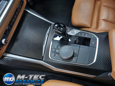 WRAPPING SERVICE - BMW G20 G21 INTERIOR TRIM SET INC. STEERING WHEEL TRIM - DEEP TEXTURED GLOSSY BLACK CARBON (MTD-TEX)