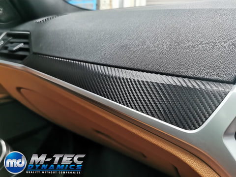 WRAPPING SERVICE - BMW G20 G21 INTERIOR TRIM SET INC. STEERING WHEEL TRIM - DEEP TEXTURED GLOSSY BLACK CARBON (MTD-TEX)