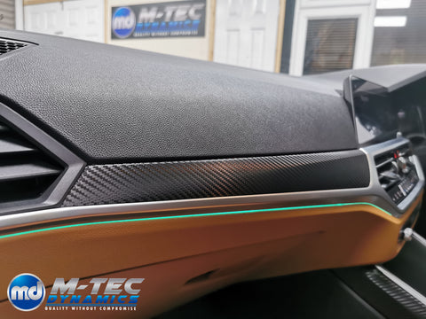 WRAPPING SERVICE - BMW G20 G21 INTERIOR TRIM SET INC. STEERING WHEEL TRIM - DEEP TEXTURED GLOSSY BLACK CARBON (MTD-TEX)