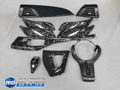 BMW F20 INTERIOR TRIM SET - GLOSS FORGED CARBON / ALCANTARA STYLE (MTD-FC) - COMPLETE SET