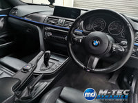 WRAPPING SERVICE - BMW F3X INTERIOR TRIM SET - TEXTURED CARBON / BLUE ACCENT - (F30 F31 F32 F33 F36)