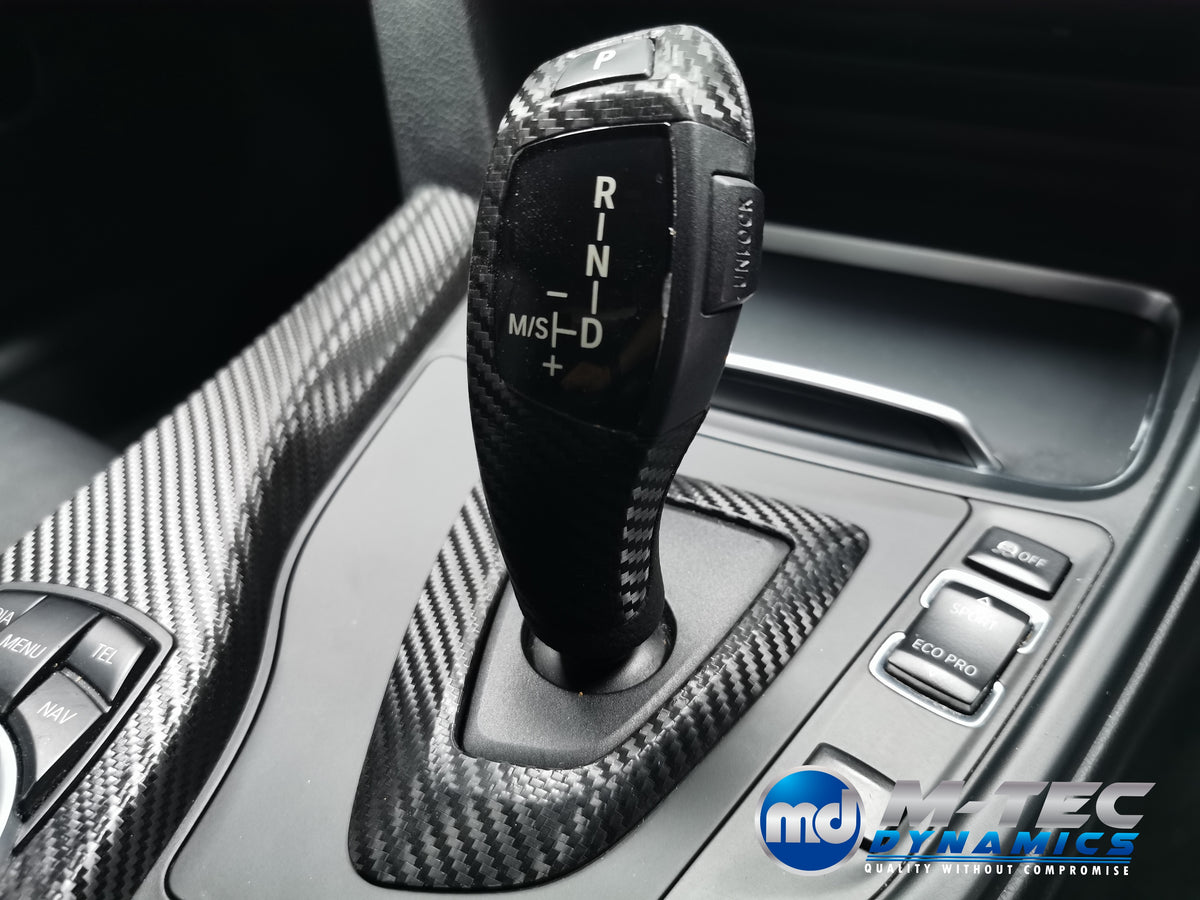 WRAPPING SERVICE - BMW F3X INTERIOR TRIM SET - TEXTURED CARBON / BLUE ACCENT - (F30 F31 F32 F33 F36)