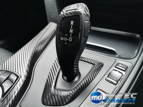 WRAPPING SERVICE - BMW F3X INTERIOR TRIM SET - DEEP TEXTURED GLOSSY CARBON / BLUE ACCENT (MTD-TEX) - F30 F31 F32 F33 F36