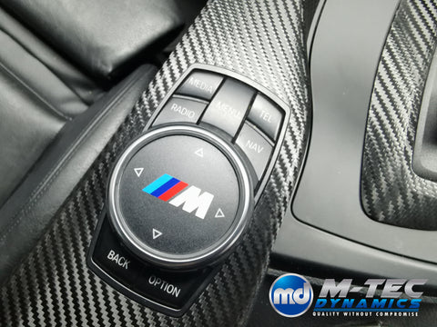 WRAPPING SERVICE - BMW F3X INTERIOR TRIM SET - DEEP TEXTURED GLOSSY CARBON / BLUE ACCENT (MTD-TEX) - F30 F31 F32 F33 F36