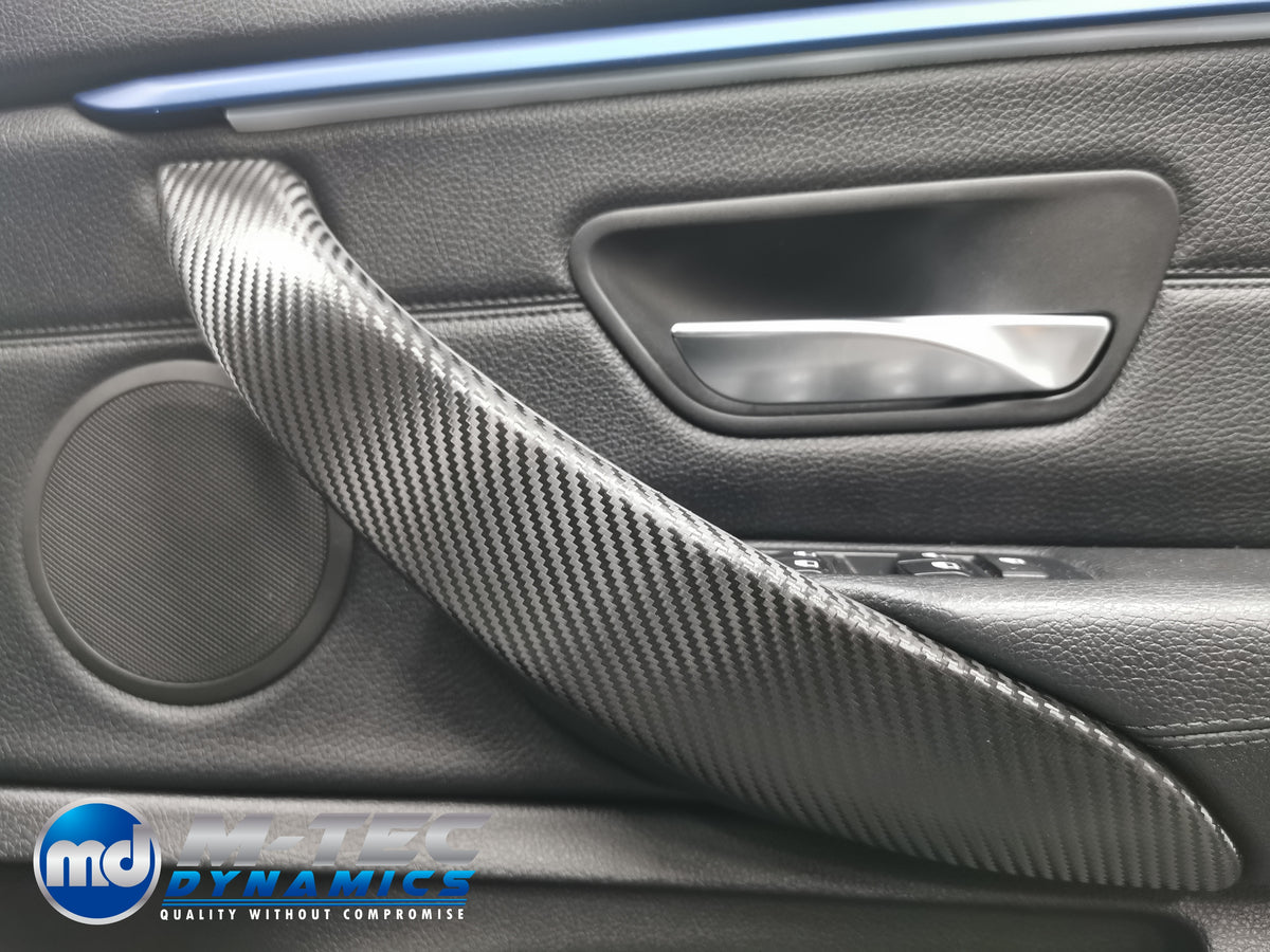 WRAPPING SERVICE - BMW F3X INTERIOR TRIM SET - TEXTURED CARBON / BLUE ACCENT - (F30 F31 F32 F33 F36)