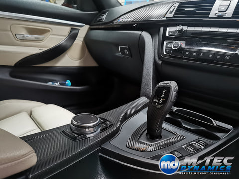 WRAPPING SERVICE - BMW F3X INTERIOR TRIM SET - DEEP TEXTURED GLOSSY CARBON / GLOSS BLACK ACCENT (MTD-TEX) - F30 F31 F32 F33 F36