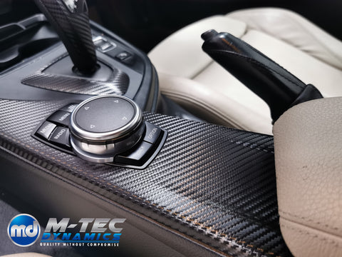WRAPPING SERVICE - BMW F3X INTERIOR TRIM SET - DEEP TEXTURED GLOSSY CARBON / GLOSS BLACK ACCENT (MTD-TEX) - F30 F31 F32 F33 F36