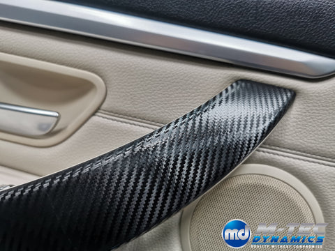 WRAPPING SERVICE - BMW F3X INTERIOR TRIM SET - DEEP TEXTURED GLOSSY CARBON / GLOSS BLACK ACCENT (MTD-TEX) - F30 F31 F32 F33 F36