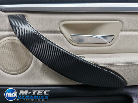 WRAPPING SERVICE - BMW F3X INTERIOR TRIM SET - DEEP TEXTURED GLOSSY CARBON / GLOSS BLACK ACCENT (MTD-TEX) - F30 F31 F32 F33 F36