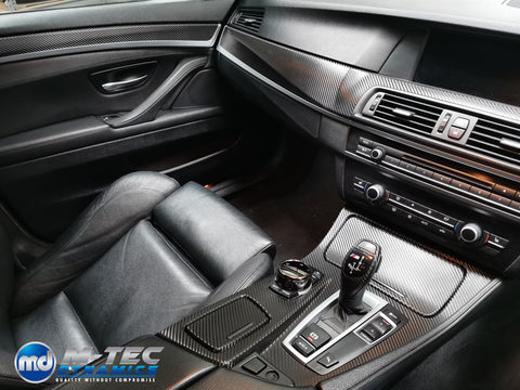 WRAPPING SERVICE - BMW F10 F11 INTERIOR TRIM SET - DEEP TEXTURED GLOSSY BLACK CARBON (MTD-TEX)