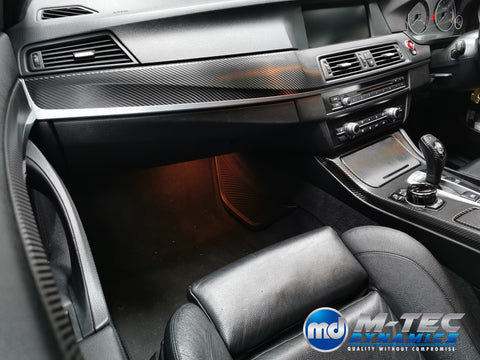 WRAPPING SERVICE - BMW F10 F11 INTERIOR TRIM SET - DEEP TEXTURED GLOSSY BLACK CARBON (MTD-TEX)