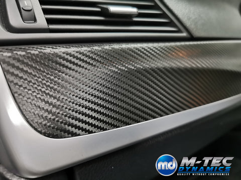 WRAPPING SERVICE - BMW F10 F11 INTERIOR TRIM SET - DEEP TEXTURED GLOSSY BLACK CARBON (MTD-TEX)