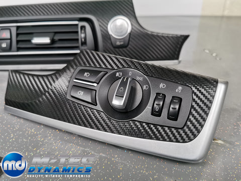 WRAPPING SERVICE - BMW F10 F11 INTERIOR TRIM SET - DEEP TEXTURED GLOSSY BLACK CARBON (MTD-TEX)