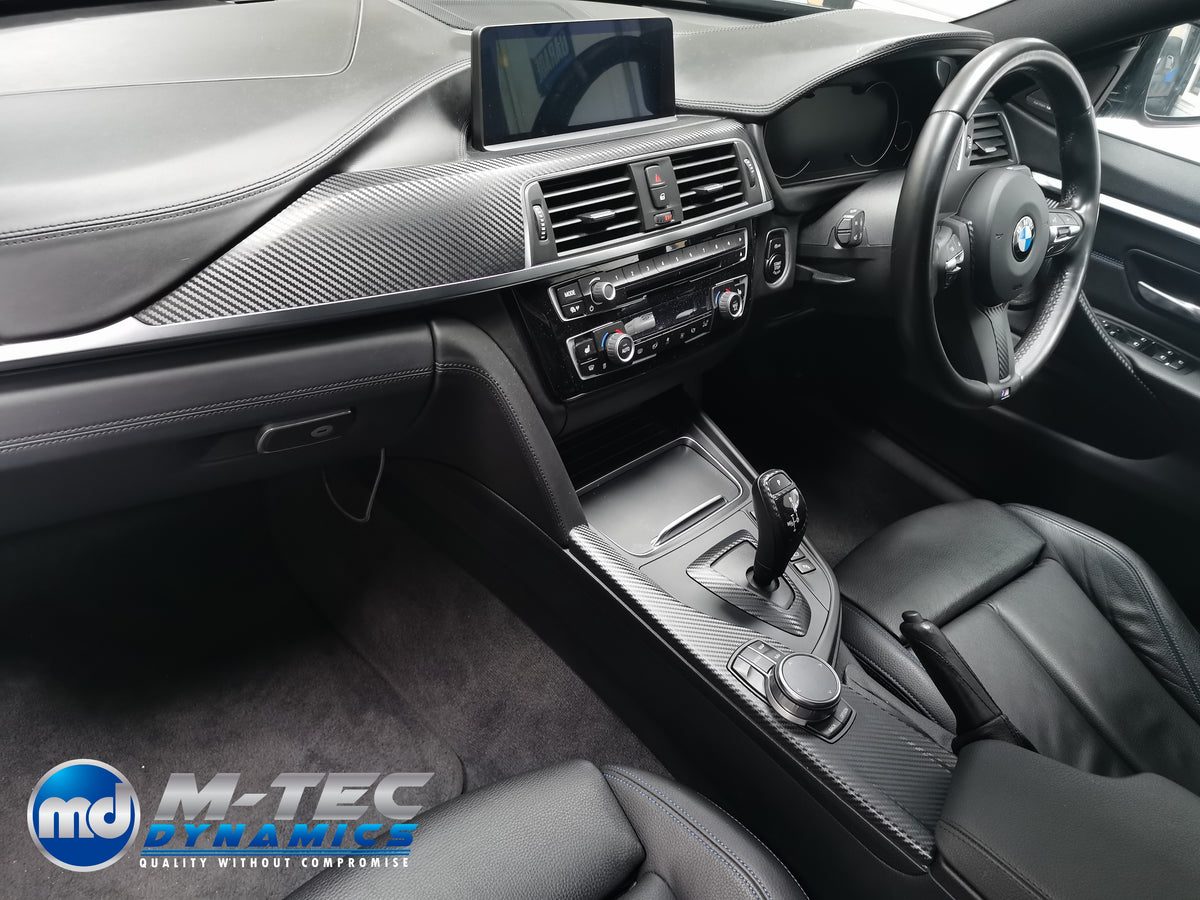 WRAPPING SERVICE - BMW F3X INTERIOR TRIM SET - 3D CARBON / SILVER ACCENT (F30 F31 F32 F33 F36)