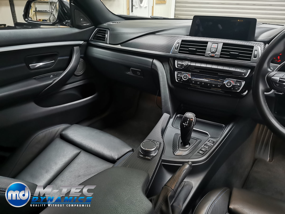 WRAPPING SERVICE - BMW F3X INTERIOR TRIM SET - 3D CARBON / SILVER ACCENT (F30 F31 F32 F33 F36)