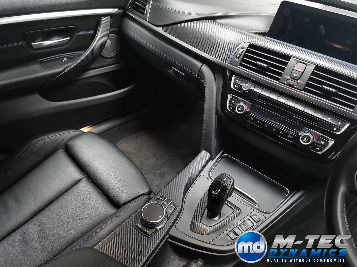 WRAPPING SERVICE - BMW F3X INTERIOR TRIM SET - 3D CARBON / SILVER ACCENT (F30 F31 F32 F33 F36)