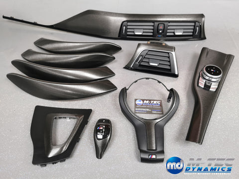 WRAPPING SERVICE - BMW F3X INTERIOR TRIM SET - BLACK BRUSHED ALUMINIUM STEEL - F30 F31 F32 F33 F36