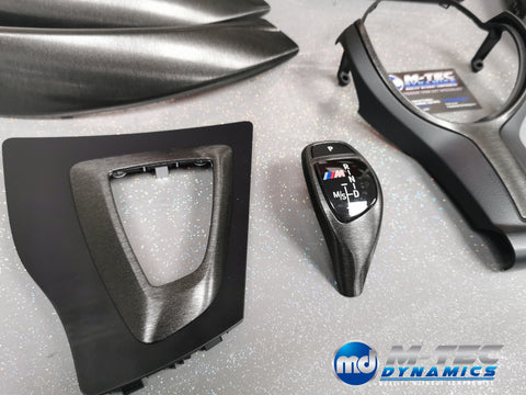 WRAPPING SERVICE - BMW F3X INTERIOR TRIM SET - BLACK BRUSHED ALUMINIUM STEEL - F30 F31 F32 F33 F36