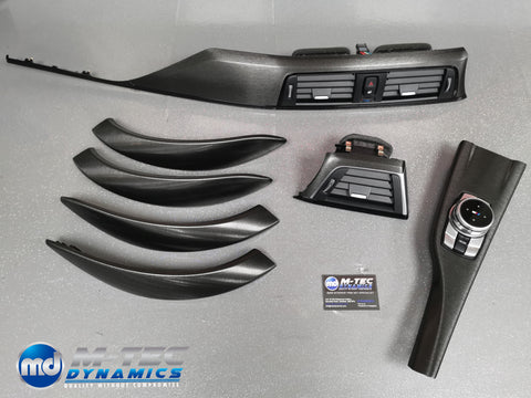 BMW F30 F31 F36 LCI INTERIOR TRIM SET - BLACK BRUSHED ALUMINIUM STEEL VINYL