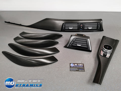 BMW F30 F31 F36 LCI INTERIOR TRIM SET - BLACK BRUSHED ALUMINIUM STEEL VINYL