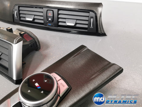 WRAPPING SERVICE - BMW F3X INTERIOR TRIM SET - BLACK BRUSHED ALUMINIUM STEEL - F30 F31 F32 F33 F36