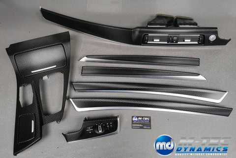 BMW F10 F11 AUTO INTERIOR TRIM SET - DEEP TEXTURED GLOSSY BLACK CARBON (MTD-TEX)