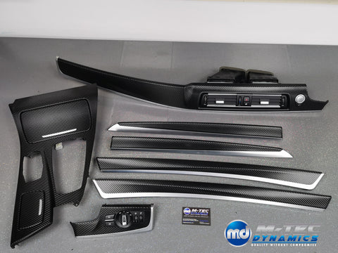 BMW F10 F11 AUTO INTERIOR TRIM SET - DEEP TEXTURED GLOSSY BLACK CARBON (MTD-TEX)