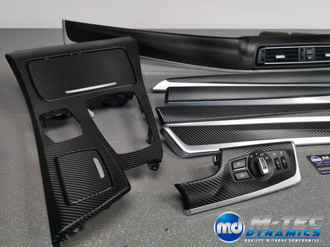 BMW F10 F11 AUTO INTERIOR TRIM SET - DEEP TEXTURED GLOSSY BLACK CARBON (MTD-TEX)