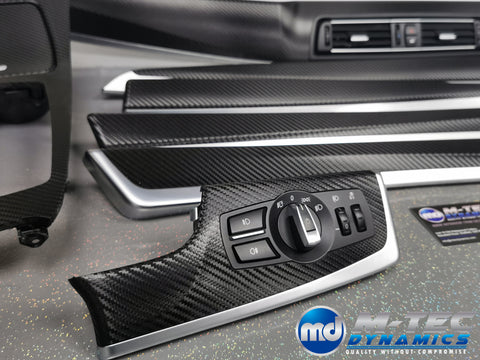 BMW F10 F11 AUTO INTERIOR TRIM SET - DEEP TEXTURED GLOSSY BLACK CARBON (MTD-TEX)