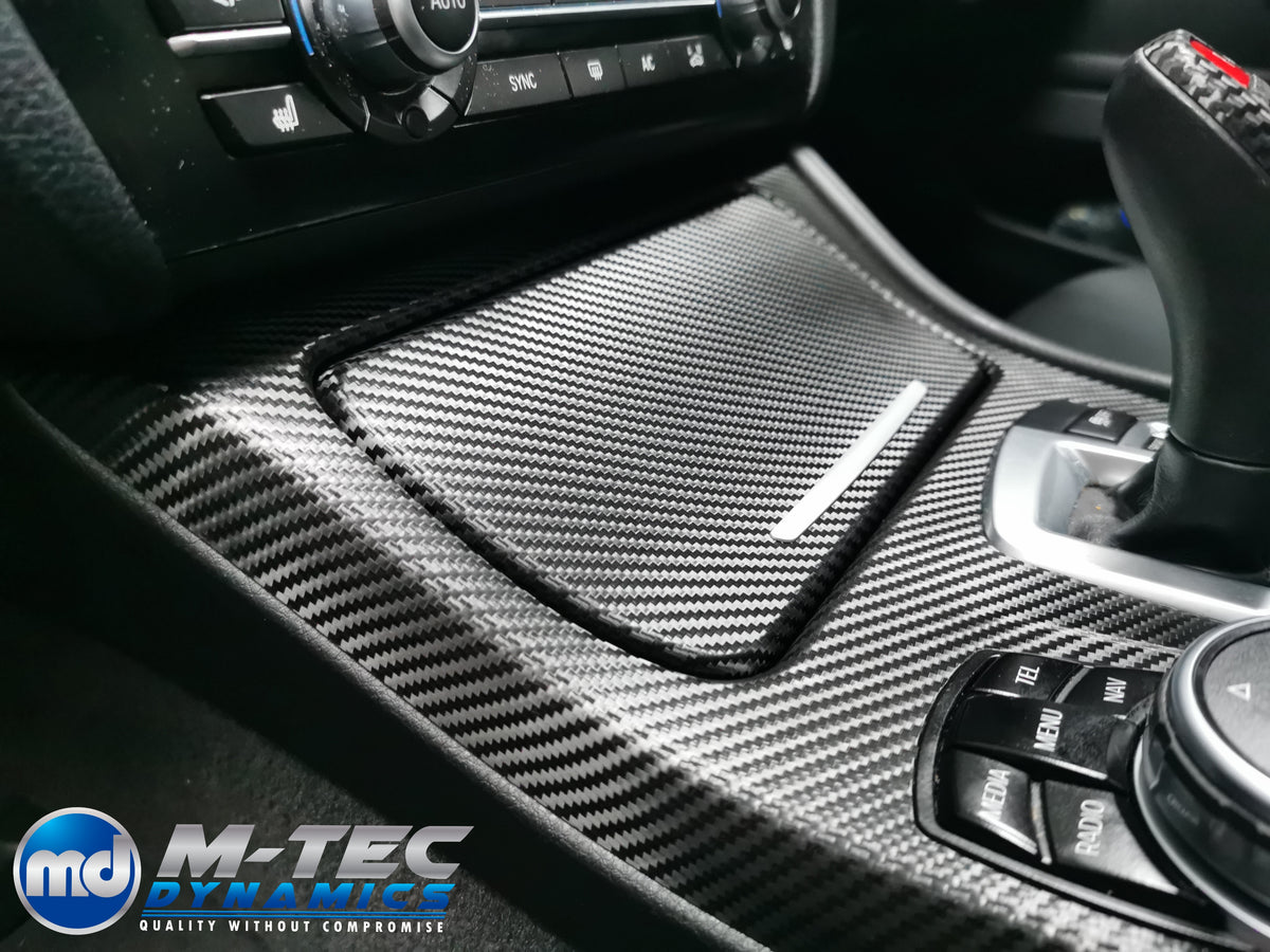 BMW F10 F11 AUTO INTERIOR TRIM SET - TEXTURED GLOSSY BLACK CARBON / RED ACCENT (MTD-TEX)