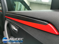 BMW F10 F11 AUTO INTERIOR TRIM SET - TEXTURED GLOSSY BLACK CARBON / RED ACCENT (MTD-TEX)