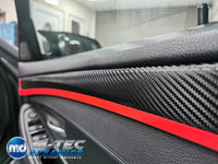 BMW F10 F11 AUTO INTERIOR TRIM SET - TEXTURED GLOSSY BLACK CARBON / RED ACCENT (MTD-TEX)