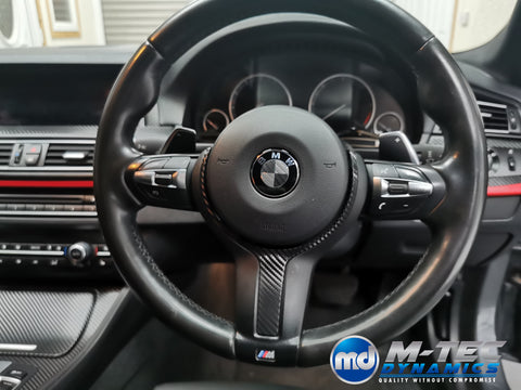 BMW F10 F11 AUTO INTERIOR TRIM SET - DEEP TEXTURED GLOSSY BLACK CARBON / RED ACCENT (MTD-TEX)