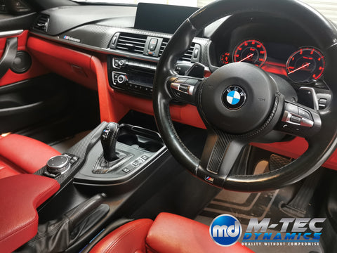 BMW F30 F31 F32 INTERIOR TRIM SET & SEAT BELT PACKAGE (COMPETITION) - DEEP TEXTURED GLOSSY CARBON (MTD-TEX)