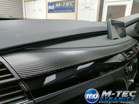 BMW X5 F15 INTERIOR TRIM SET WRAPPING SERVICE - DEEP TEXTURED GLOSSY BLACK CARBON