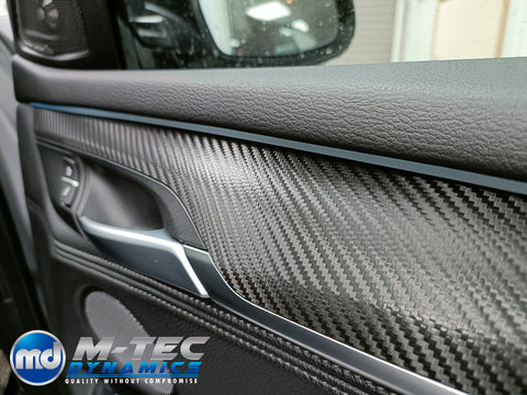 BMW X5 F15 INTERIOR TRIM SET WRAPPING SERVICE - DEEP TEXTURED GLOSSY BLACK CARBON