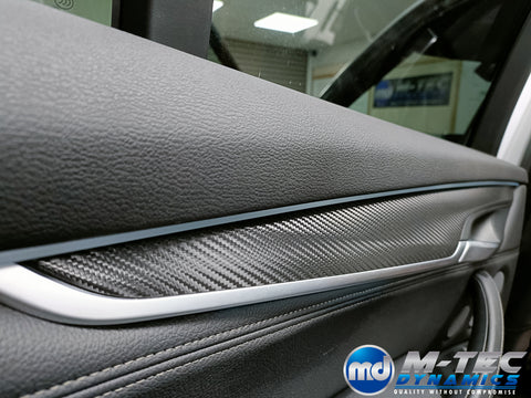 BMW X5 F15 INTERIOR TRIM SET WRAPPING SERVICE - DEEP TEXTURED GLOSSY BLACK CARBON